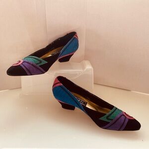 J.Renee vintage designer Muti-Color Chunky Heels rounded/pointed toe SZ 71/2